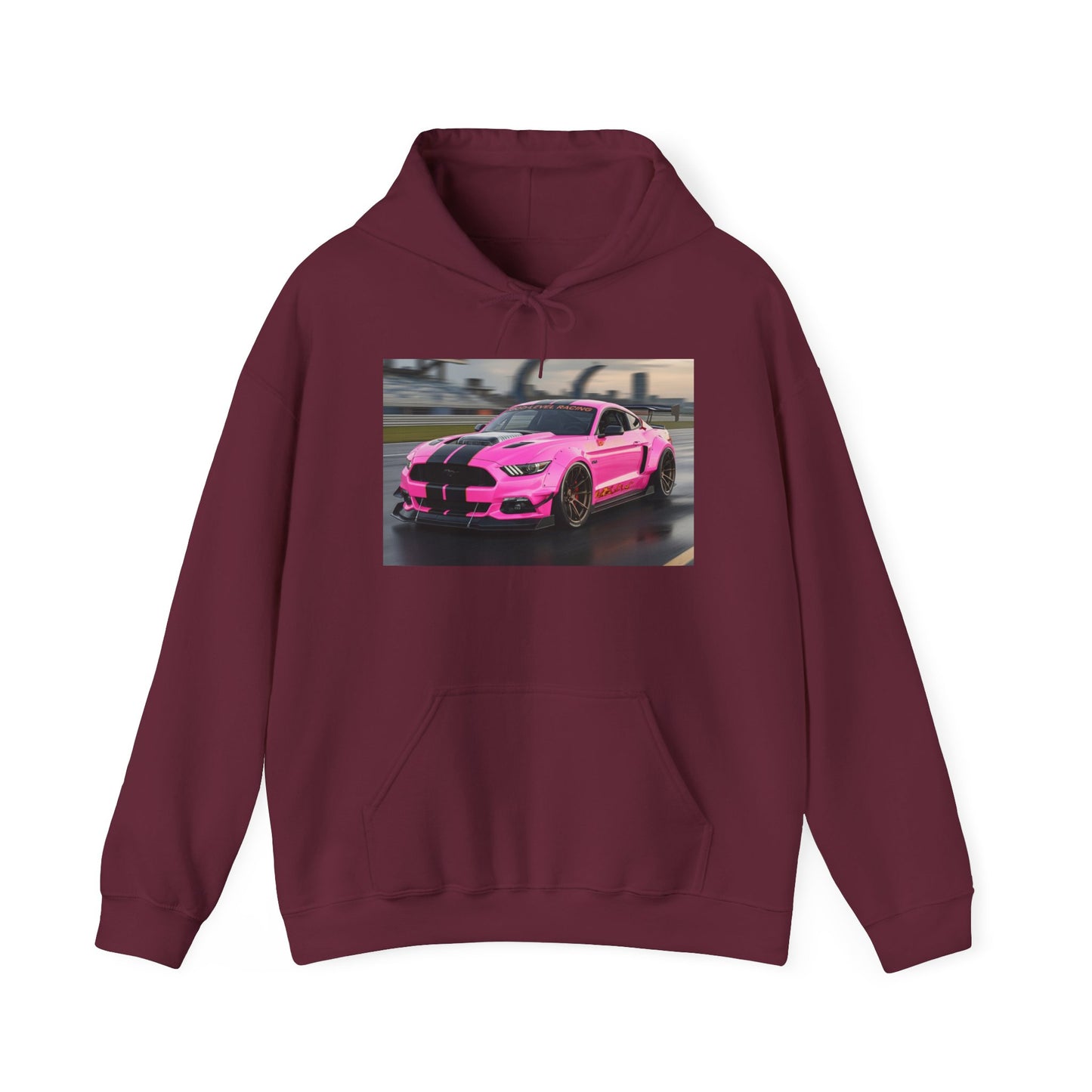 Pink Sports Car Hoodie, Automotive Sweatshirt, Gift for Car Enthusiasts, Cozy Casual Wear, Birthday Present, Unisex Hooded Sweatshirt