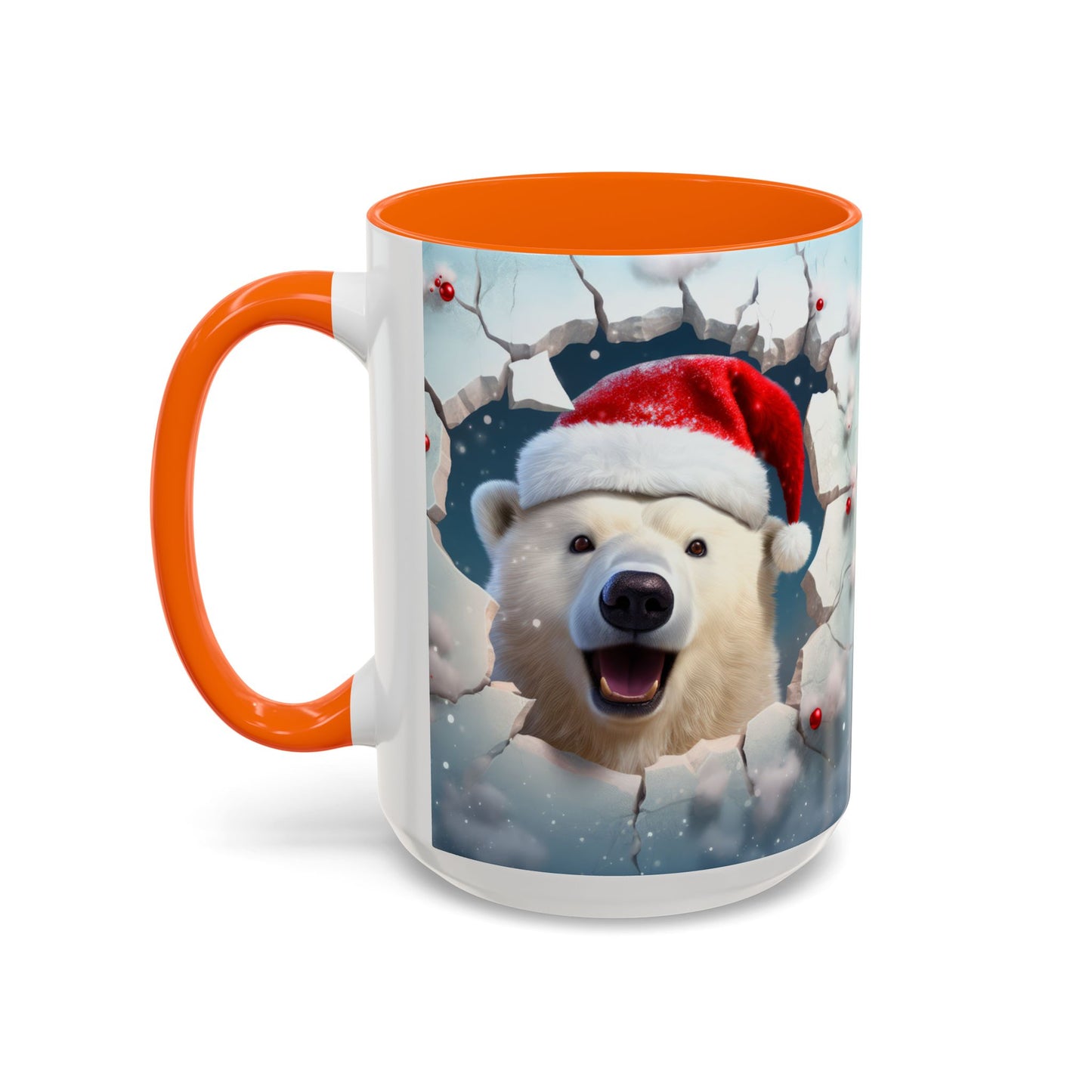 Festive Polar Bear Accent Coffee Mug - Holiday Gifts, Winter Decor, Christmas Mug, Cute Animal Lover's Gift, Cozy Winter Vibes