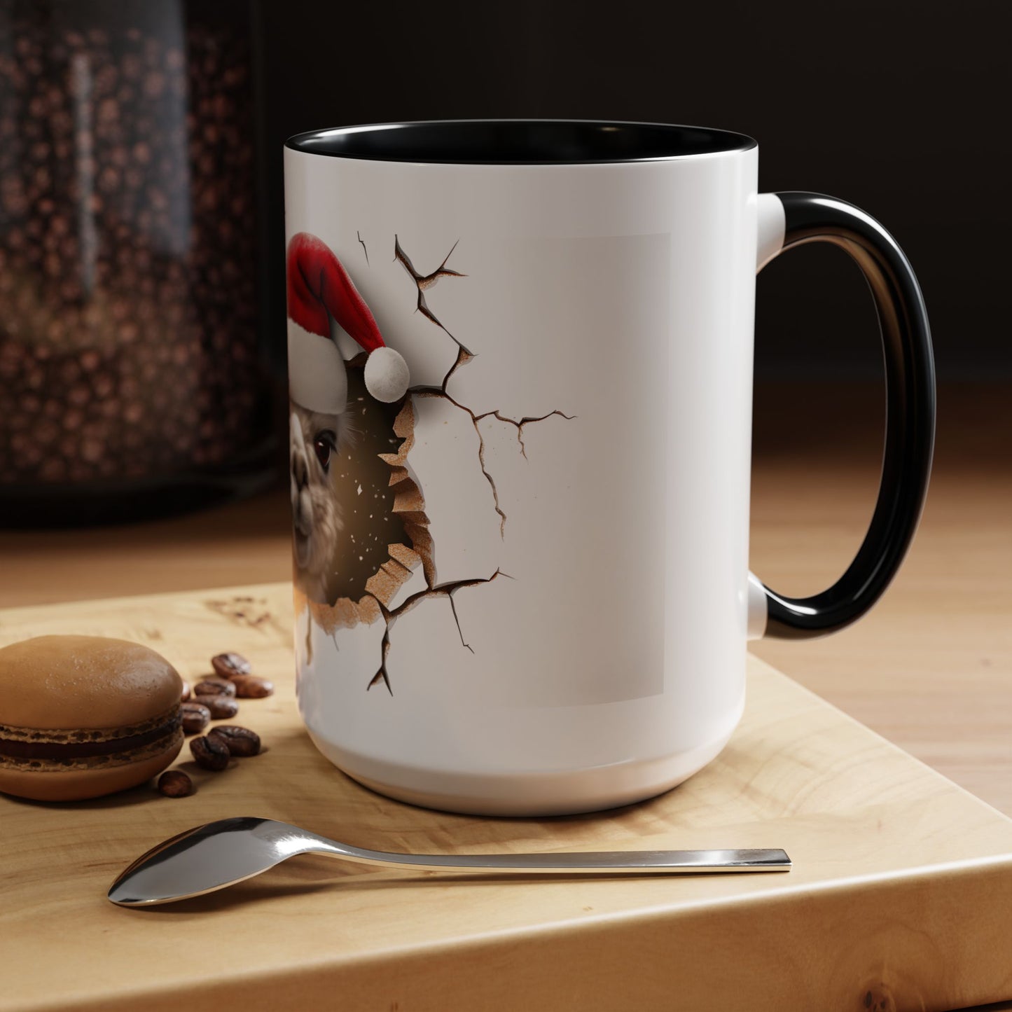 Santa Llama Accent Coffee Mug - Fun Holiday Gift for Animal Lovers, Perfect for Christmas, Office Decor, Mug Collection, Home & Kitchen