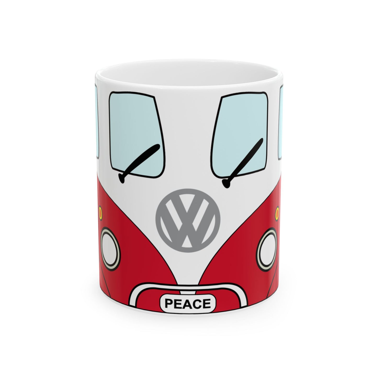 VW Peace Ceramic Mug - 11oz & 15oz Travel Style Coffee Cup for Hippie Lovers