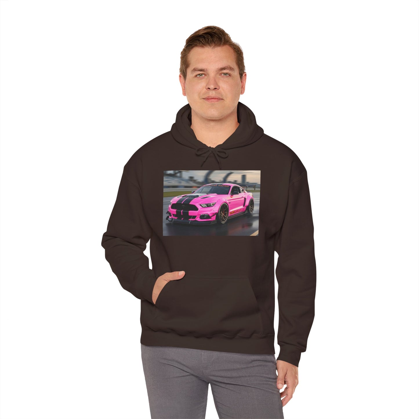 Pink Sports Car Hoodie, Automotive Sweatshirt, Gift for Car Enthusiasts, Cozy Casual Wear, Birthday Present, Unisex Hooded Sweatshirt