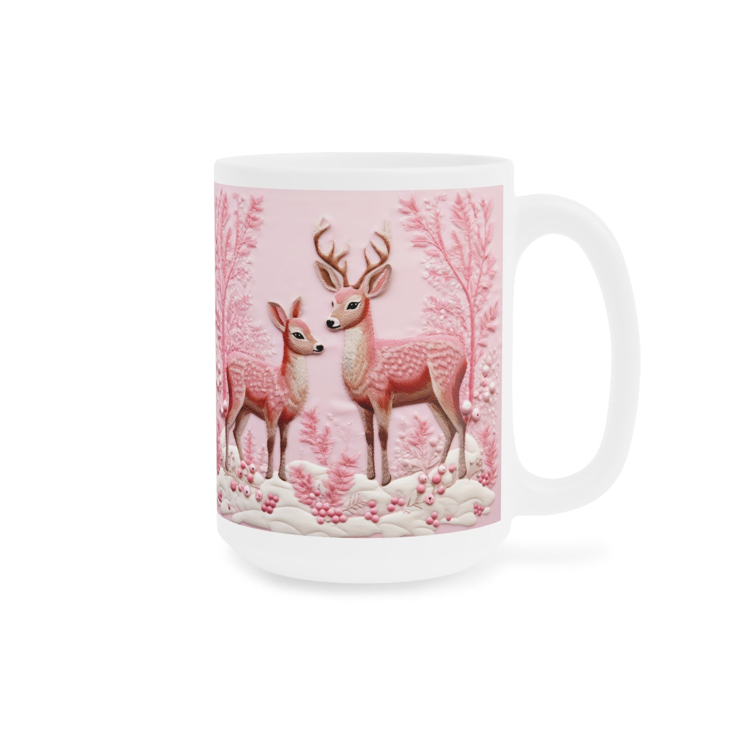 Charming Woodland Deer Ceramic Mug, Cozy Beverage Cup for Nature Lovers, Gift for Holidays, Wildlife Themed Drinkware, Perfect for Home