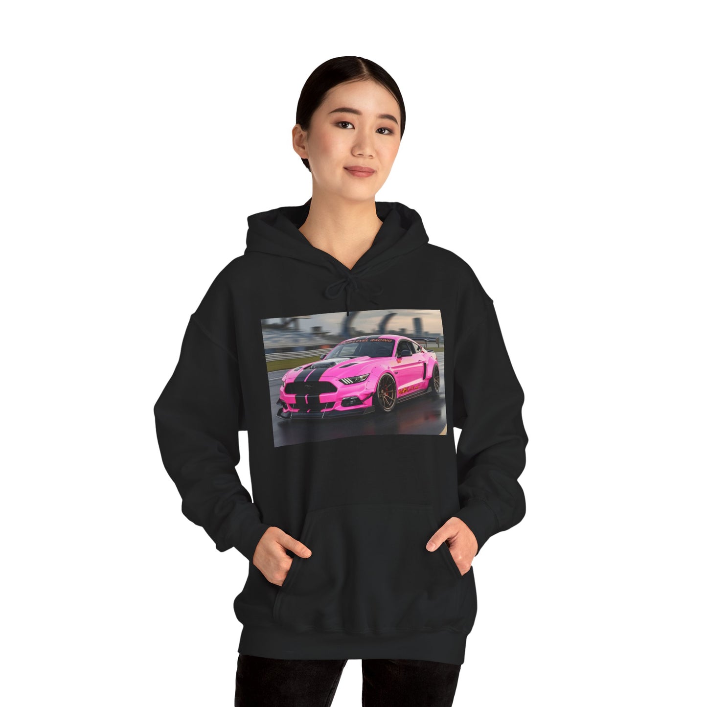 Pink Sports Car Hoodie, Automotive Sweatshirt, Gift for Car Enthusiasts, Cozy Casual Wear, Birthday Present, Unisex Hooded Sweatshirt