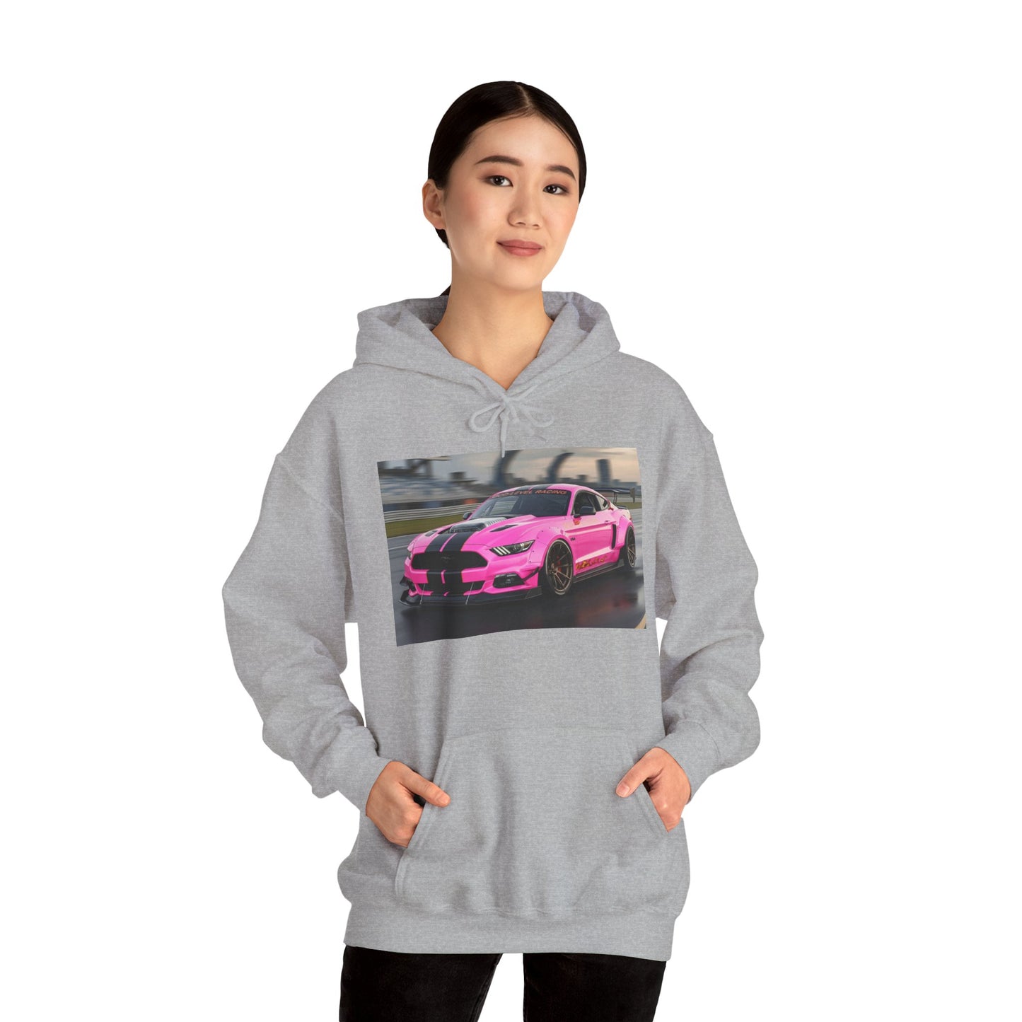 Pink Sports Car Hoodie, Automotive Sweatshirt, Gift for Car Enthusiasts, Cozy Casual Wear, Birthday Present, Unisex Hooded Sweatshirt