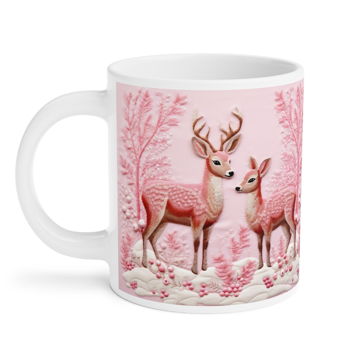 Charming Woodland Deer Ceramic Mug, Cozy Beverage Cup for Nature Lovers, Gift for Holidays, Wildlife Themed Drinkware, Perfect for Home