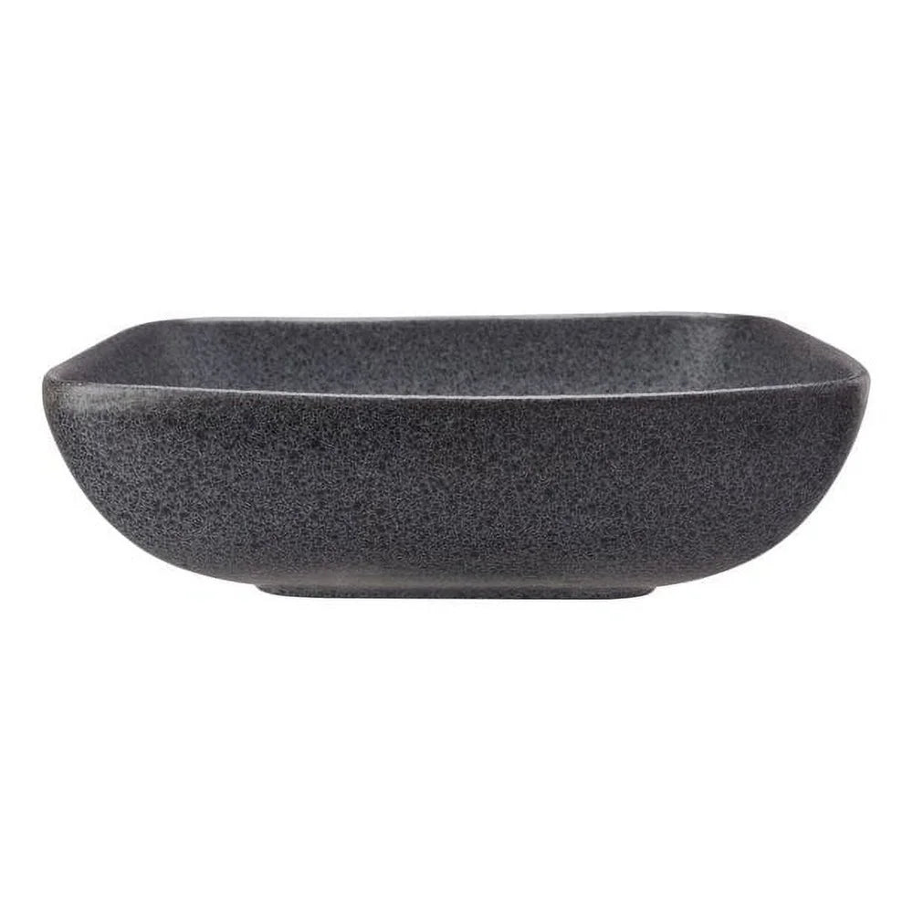 Durable Reactive Glaze Square Stoneware Dinner Bowl - Unique Mottled Design, Microwave & Dishwasher Safe, Modern Kitchen Decor
