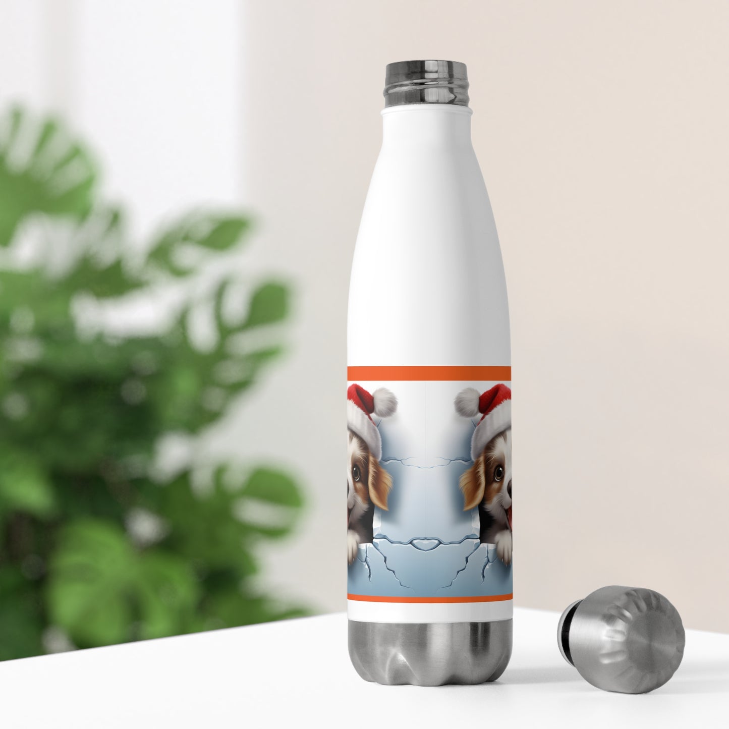 Cute Holiday Dog Insulated Bottle, Stainless Steel Water Bottle, Christmas Gift for Dog Lovers, Pet Lover Gift, Reusable Water Bottle