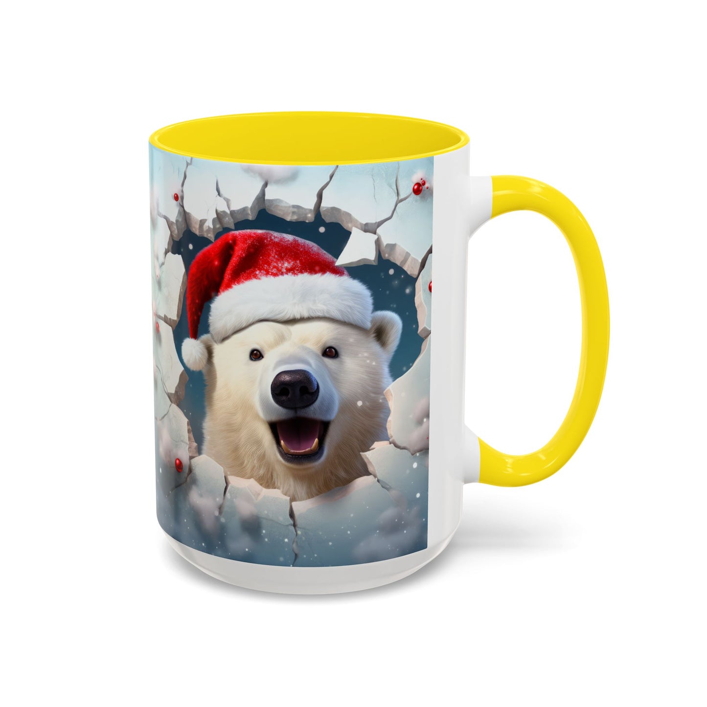 Festive Polar Bear Accent Coffee Mug - Holiday Gifts, Winter Decor, Christmas Mug, Cute Animal Lover's Gift, Cozy Winter Vibes