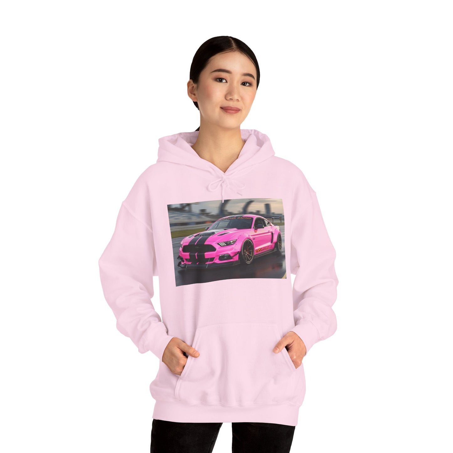 Pink Sports Car Hoodie, Automotive Sweatshirt, Gift for Car Enthusiasts, Cozy Casual Wear, Birthday Present, Unisex Hooded Sweatshirt