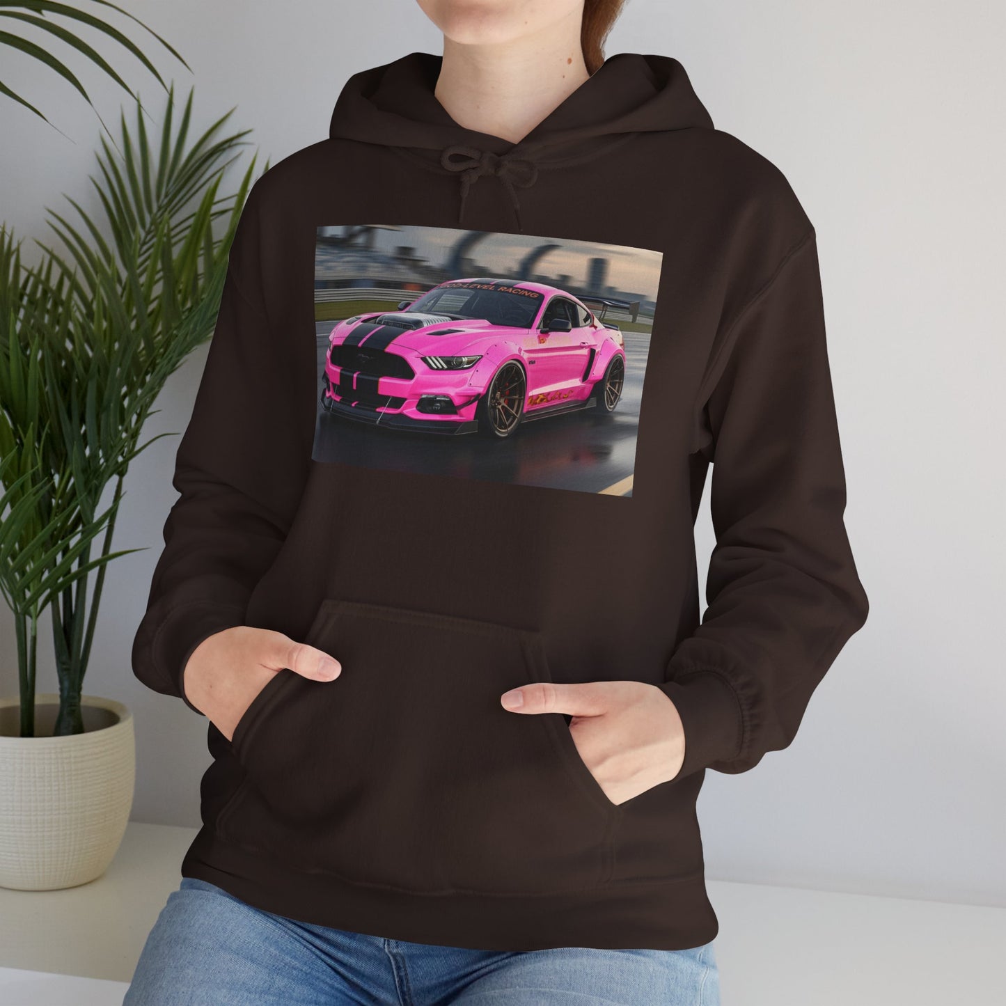 Pink Sports Car Hoodie, Automotive Sweatshirt, Gift for Car Enthusiasts, Cozy Casual Wear, Birthday Present, Unisex Hooded Sweatshirt