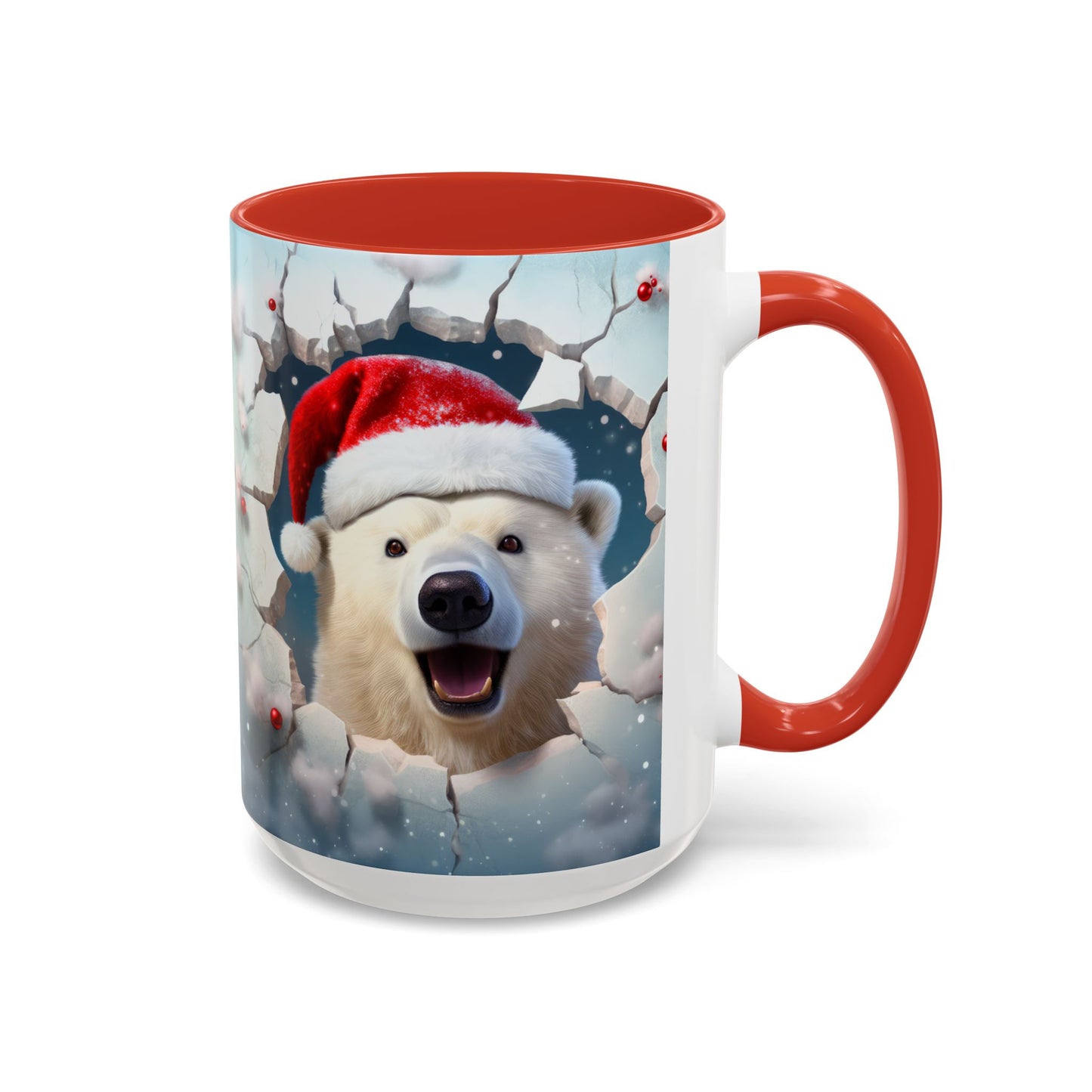 Festive Polar Bear Accent Coffee Mug - Holiday Gifts, Winter Decor, Christmas Mug, Cute Animal Lover's Gift, Cozy Winter Vibes