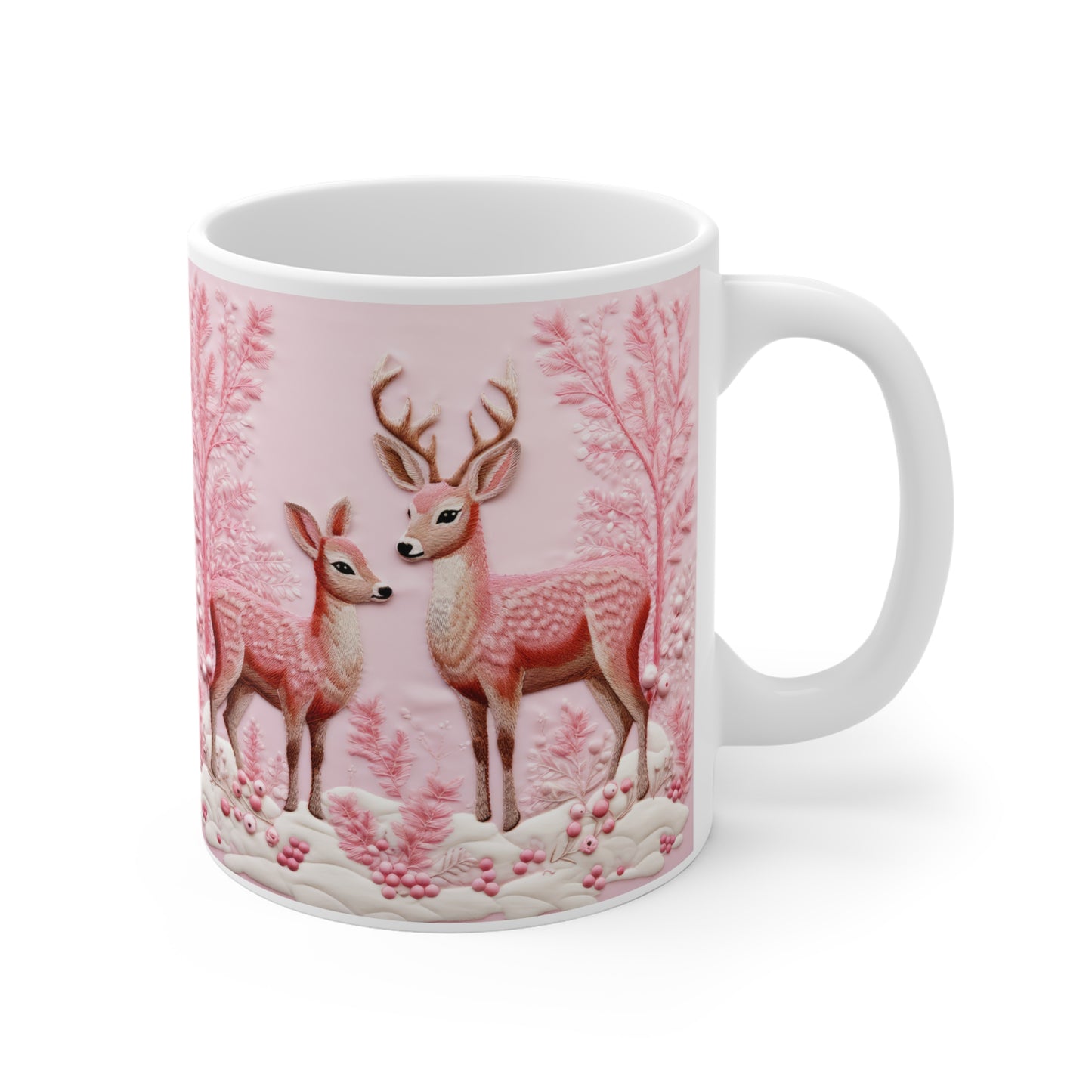 Charming Woodland Deer Ceramic Mug, Cozy Beverage Cup for Nature Lovers, Gift for Holidays, Wildlife Themed Drinkware, Perfect for Home