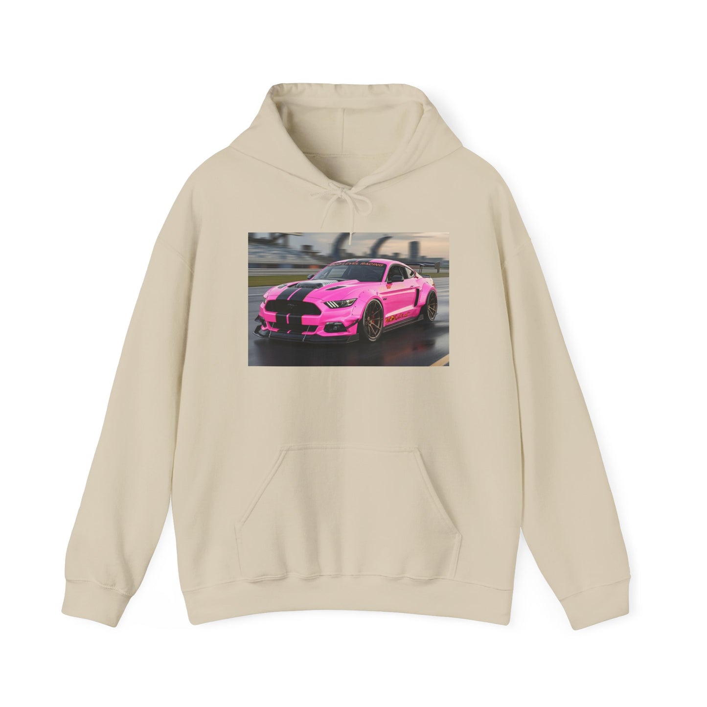 Pink Sports Car Hoodie, Automotive Sweatshirt, Gift for Car Enthusiasts, Cozy Casual Wear, Birthday Present, Unisex Hooded Sweatshirt