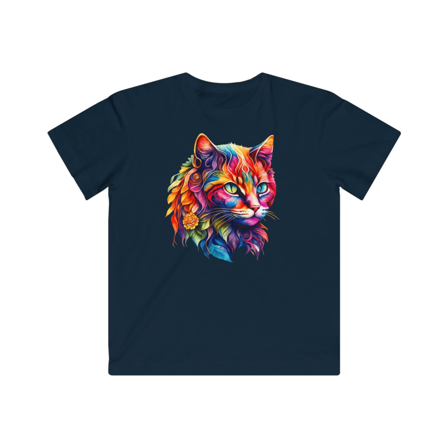 Rainbow Cat Kids Tee - Colorful Animal Shirt, Gift for Animal Lovers, Fun Casual Wear, Birthday Party Outfit
