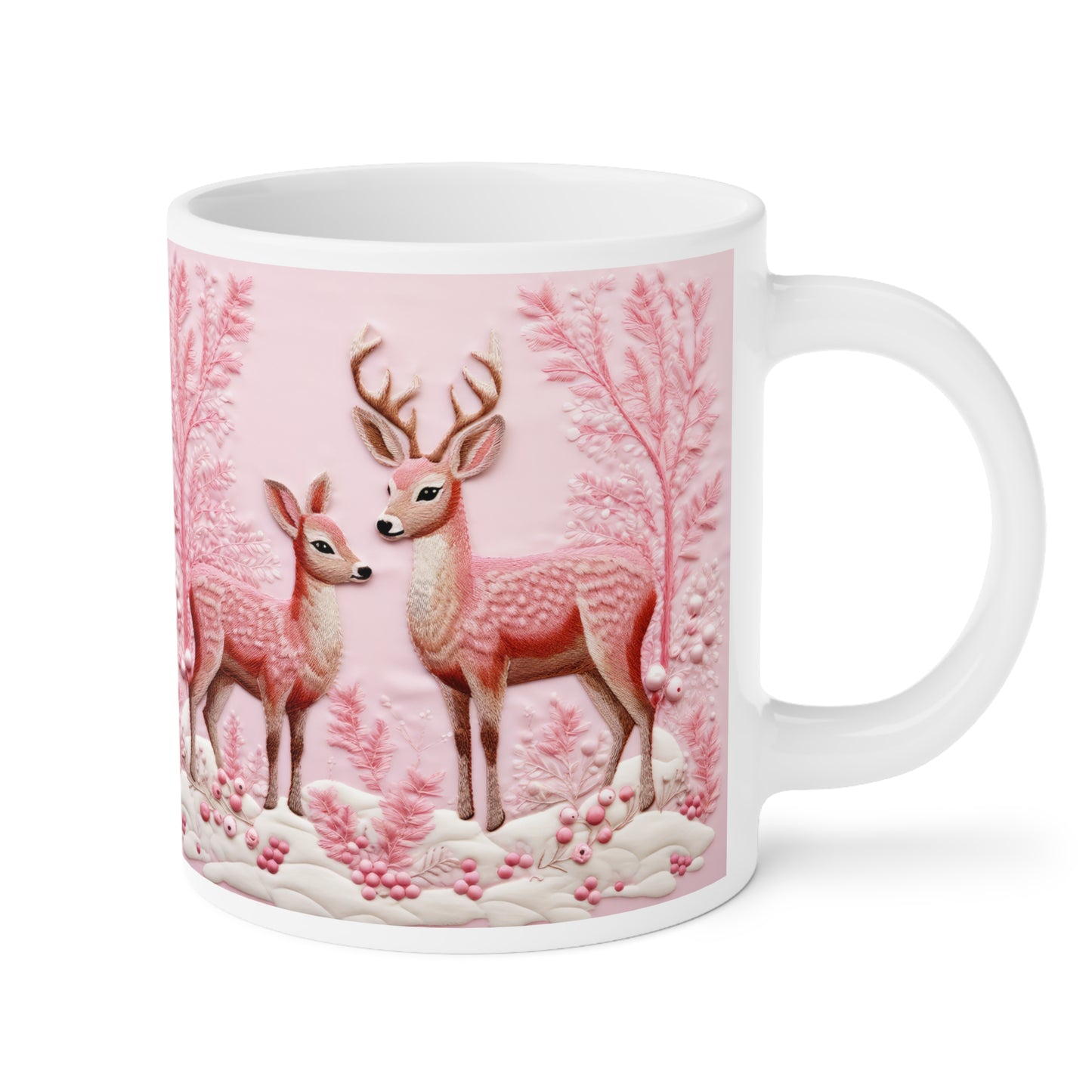 Charming Woodland Deer Ceramic Mug, Cozy Beverage Cup for Nature Lovers, Gift for Holidays, Wildlife Themed Drinkware, Perfect for Home