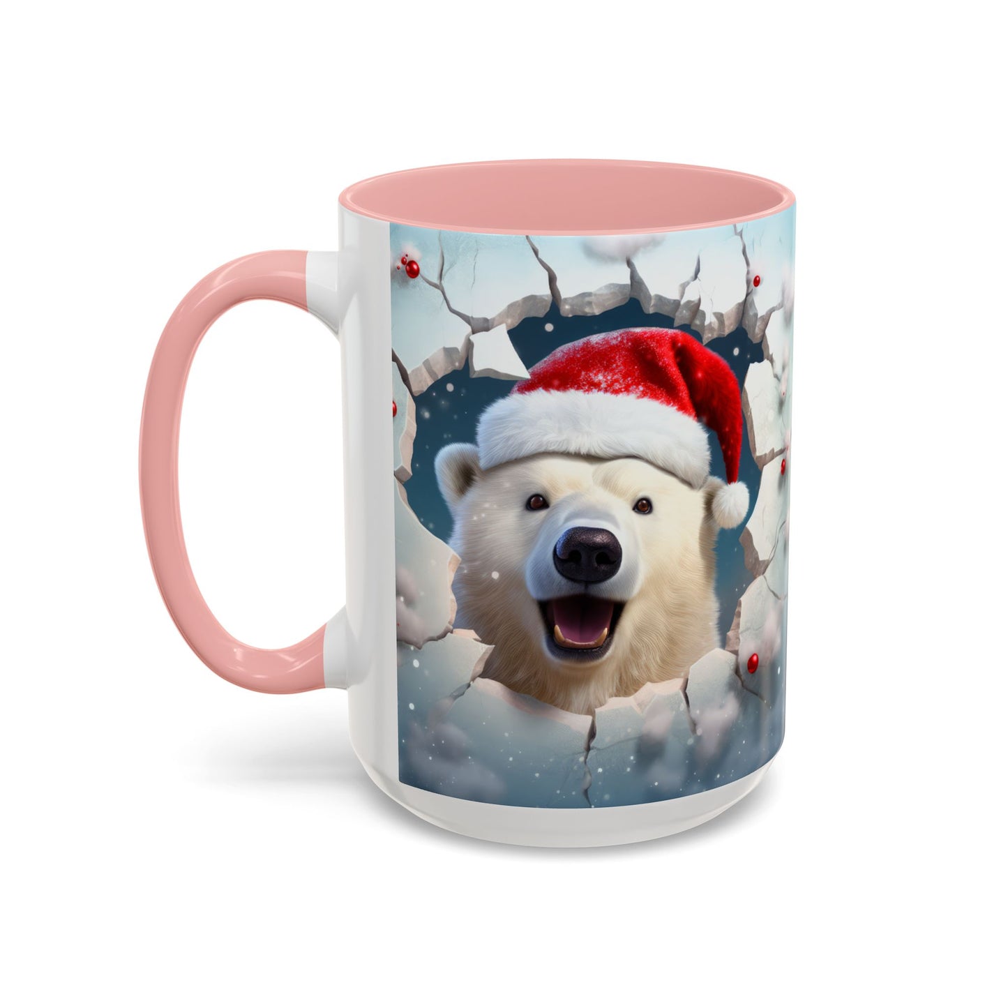 Festive Polar Bear Accent Coffee Mug - Holiday Gifts, Winter Decor, Christmas Mug, Cute Animal Lover's Gift, Cozy Winter Vibes