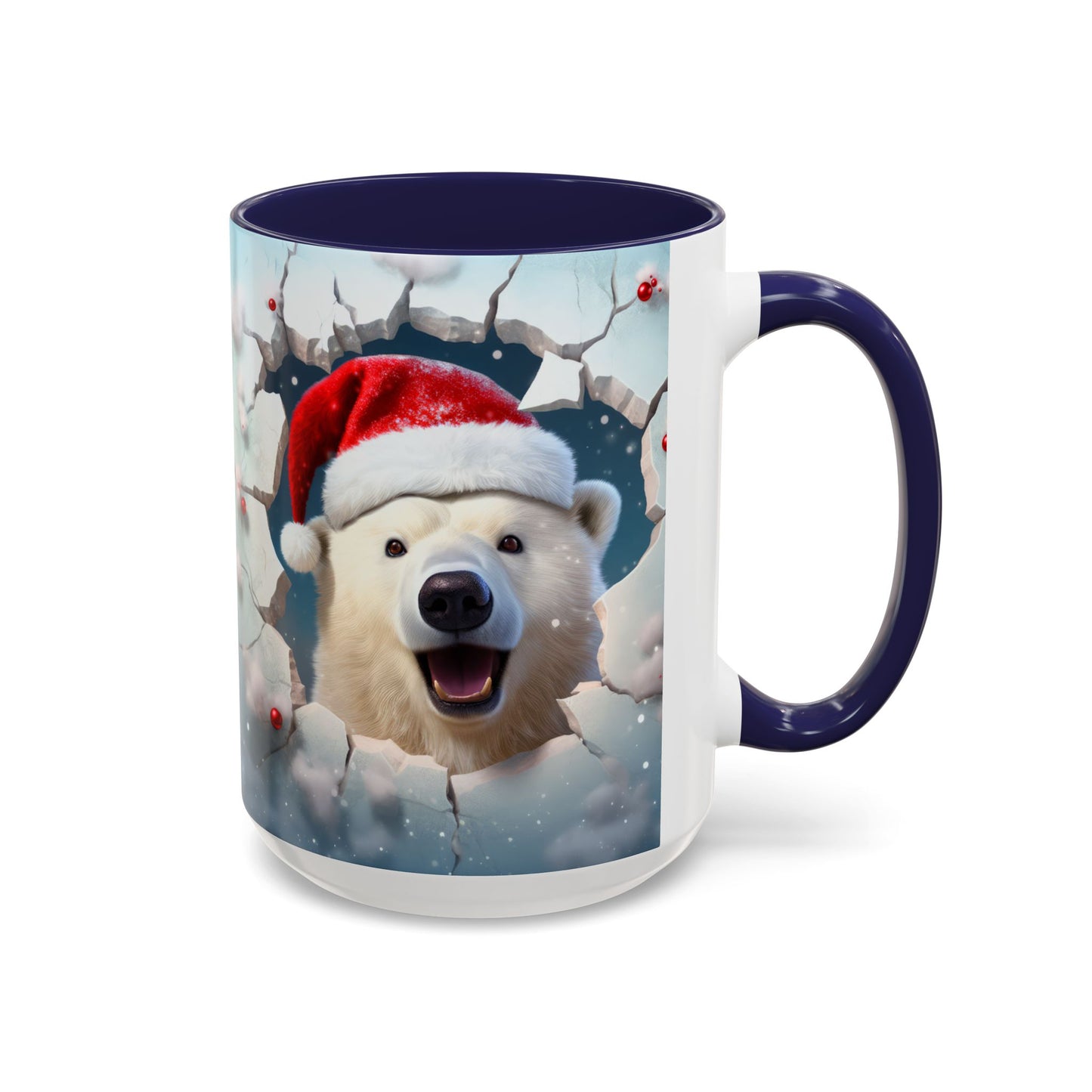 Festive Polar Bear Accent Coffee Mug - Holiday Gifts, Winter Decor, Christmas Mug, Cute Animal Lover's Gift, Cozy Winter Vibes