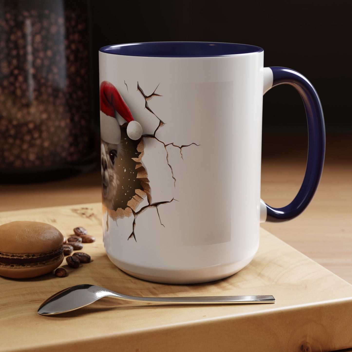 Santa Llama Accent Coffee Mug - Fun Holiday Gift for Animal Lovers, Perfect for Christmas, Office Decor, Mug Collection, Home & Kitchen