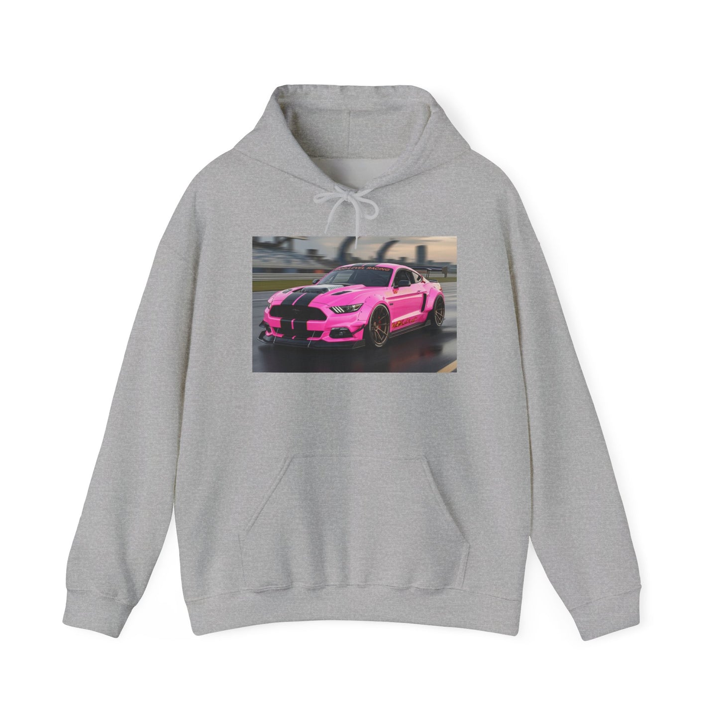 Pink Sports Car Hoodie, Automotive Sweatshirt, Gift for Car Enthusiasts, Cozy Casual Wear, Birthday Present, Unisex Hooded Sweatshirt