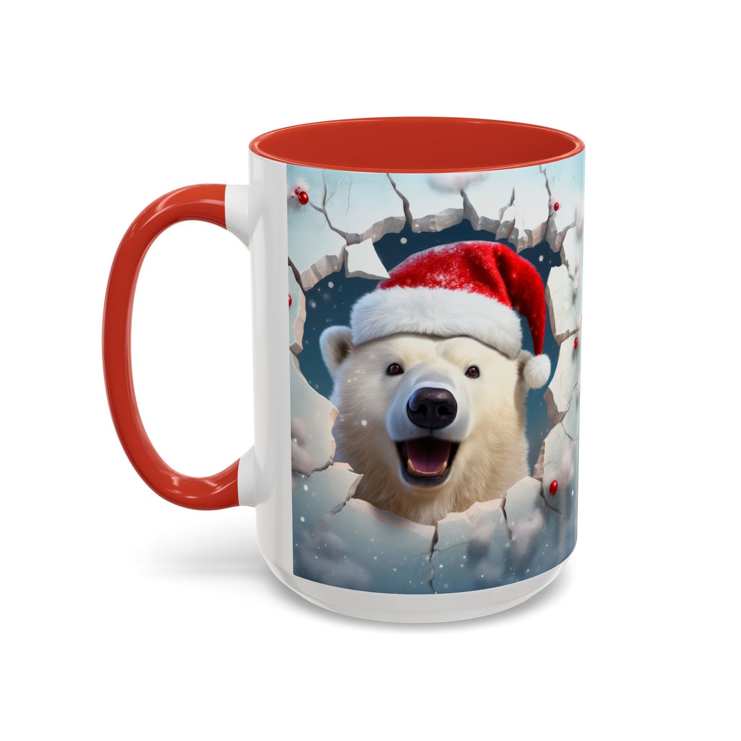 Festive Polar Bear Accent Coffee Mug - Holiday Gifts, Winter Decor, Christmas Mug, Cute Animal Lover's Gift, Cozy Winter Vibes