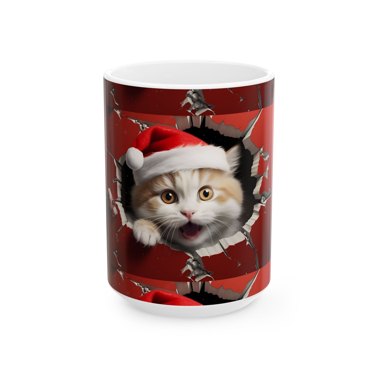 Festive Cat Mug | Christmas Coffee Cup | Holiday Gift for Cat Lovers | Fun Ceramic Drinkware | Cute Decorations