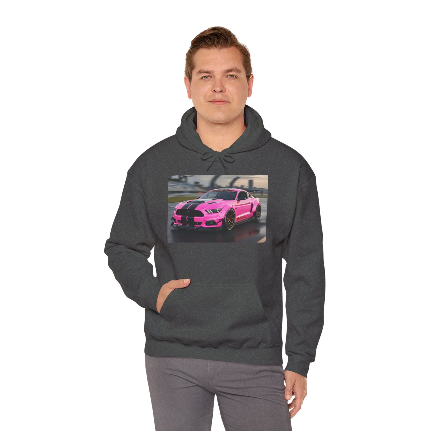 Pink Sports Car Hoodie, Automotive Sweatshirt, Gift for Car Enthusiasts, Cozy Casual Wear, Birthday Present, Unisex Hooded Sweatshirt