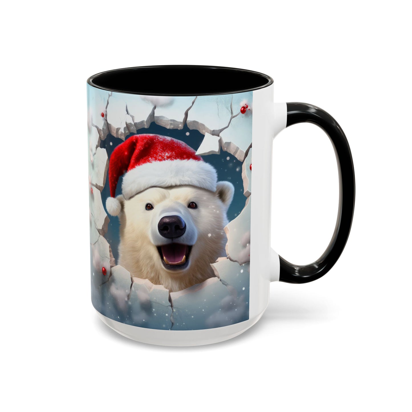 Festive Polar Bear Accent Coffee Mug - Holiday Gifts, Winter Decor, Christmas Mug, Cute Animal Lover's Gift, Cozy Winter Vibes