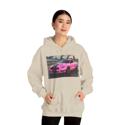Pink Sports Car Hoodie, Automotive Sweatshirt, Gift for Car Enthusiasts, Cozy Casual Wear, Birthday Present, Unisex Hooded Sweatshirt