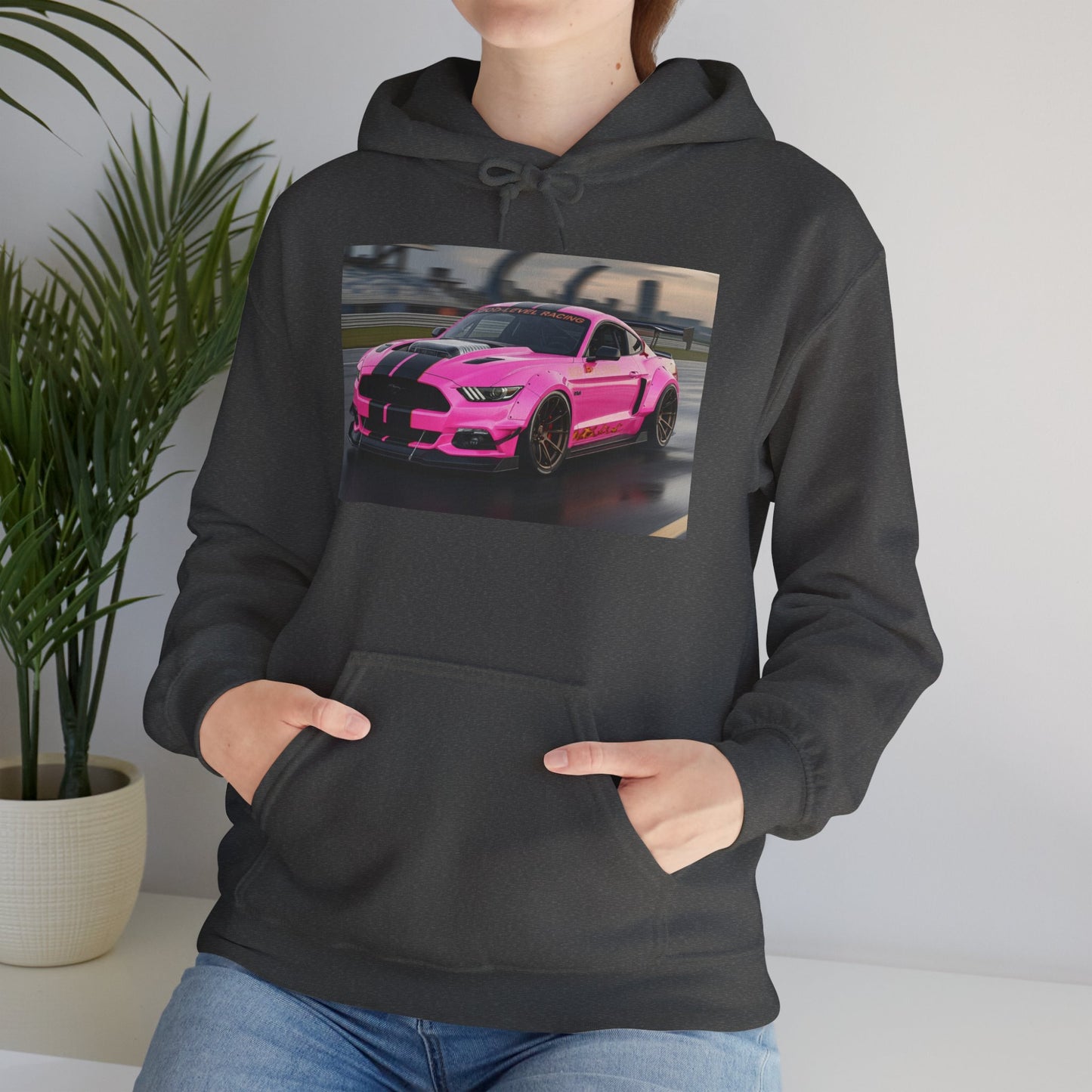 Pink Sports Car Hoodie, Automotive Sweatshirt, Gift for Car Enthusiasts, Cozy Casual Wear, Birthday Present, Unisex Hooded Sweatshirt
