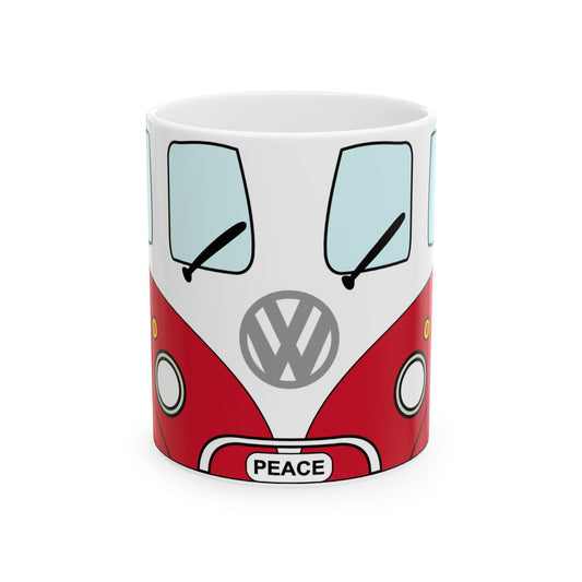VW Peace Ceramic Mug - 11oz & 15oz Travel Style Coffee Cup for Hippie Lovers