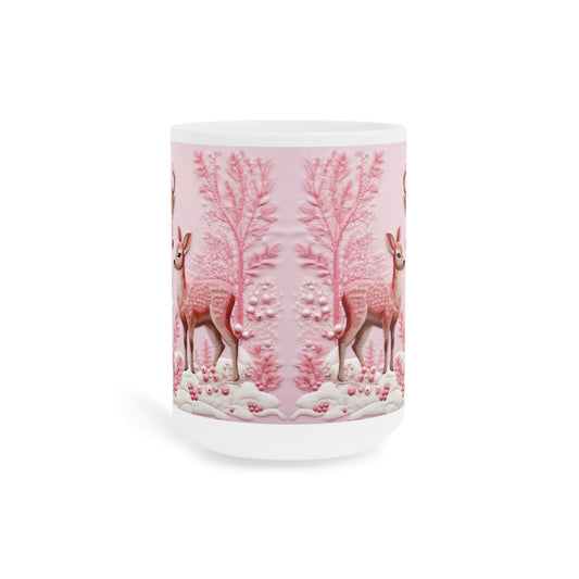 Charming Woodland Deer Ceramic Mug, Cozy Beverage Cup for Nature Lovers, Gift for Holidays, Wildlife Themed Drinkware, Perfect for Home