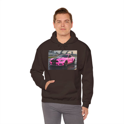 Pink Sports Car Hoodie, Automotive Sweatshirt, Gift for Car Enthusiasts, Cozy Casual Wear, Birthday Present, Unisex Hooded Sweatshirt
