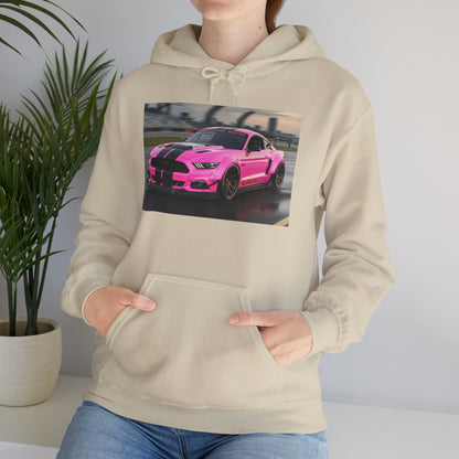 Pink Sports Car Hoodie, Automotive Sweatshirt, Gift for Car Enthusiasts, Cozy Casual Wear, Birthday Present, Unisex Hooded Sweatshirt