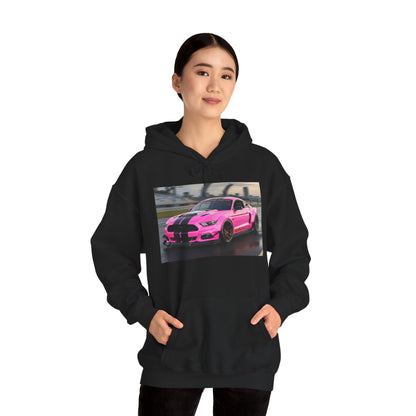 Pink Sports Car Hoodie, Automotive Sweatshirt, Gift for Car Enthusiasts, Cozy Casual Wear, Birthday Present, Unisex Hooded Sweatshirt
