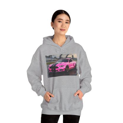 Pink Sports Car Hoodie, Automotive Sweatshirt, Gift for Car Enthusiasts, Cozy Casual Wear, Birthday Present, Unisex Hooded Sweatshirt