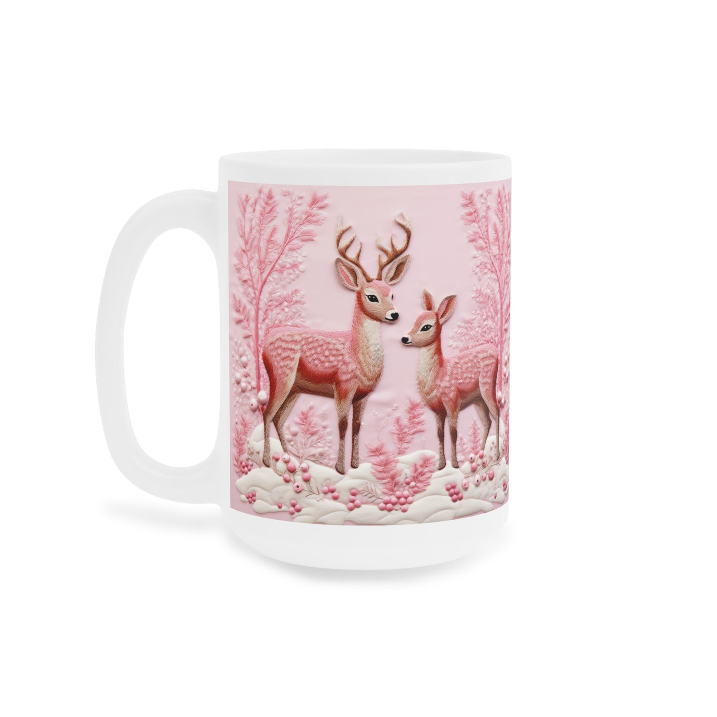 Charming Woodland Deer Ceramic Mug, Cozy Beverage Cup for Nature Lovers, Gift for Holidays, Wildlife Themed Drinkware, Perfect for Home