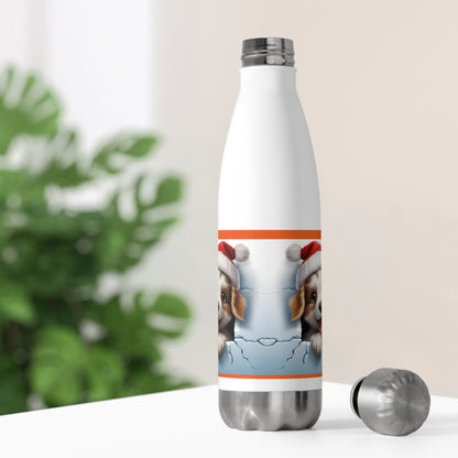 Cute Holiday Dog Insulated Bottle, Stainless Steel Water Bottle, Christmas Gift for Dog Lovers, Pet Lover Gift, Reusable Water Bottle