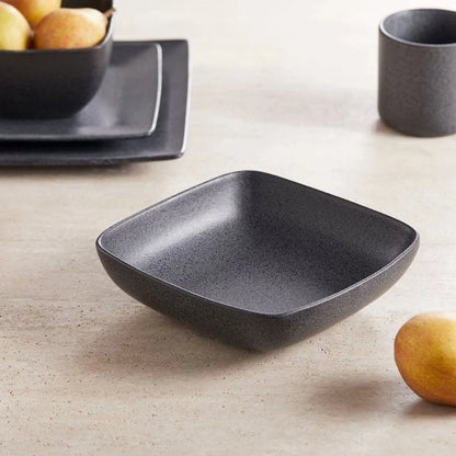 Durable Reactive Glaze Square Stoneware Dinner Bowl - Unique Mottled Design, Microwave & Dishwasher Safe, Modern Kitchen Decor