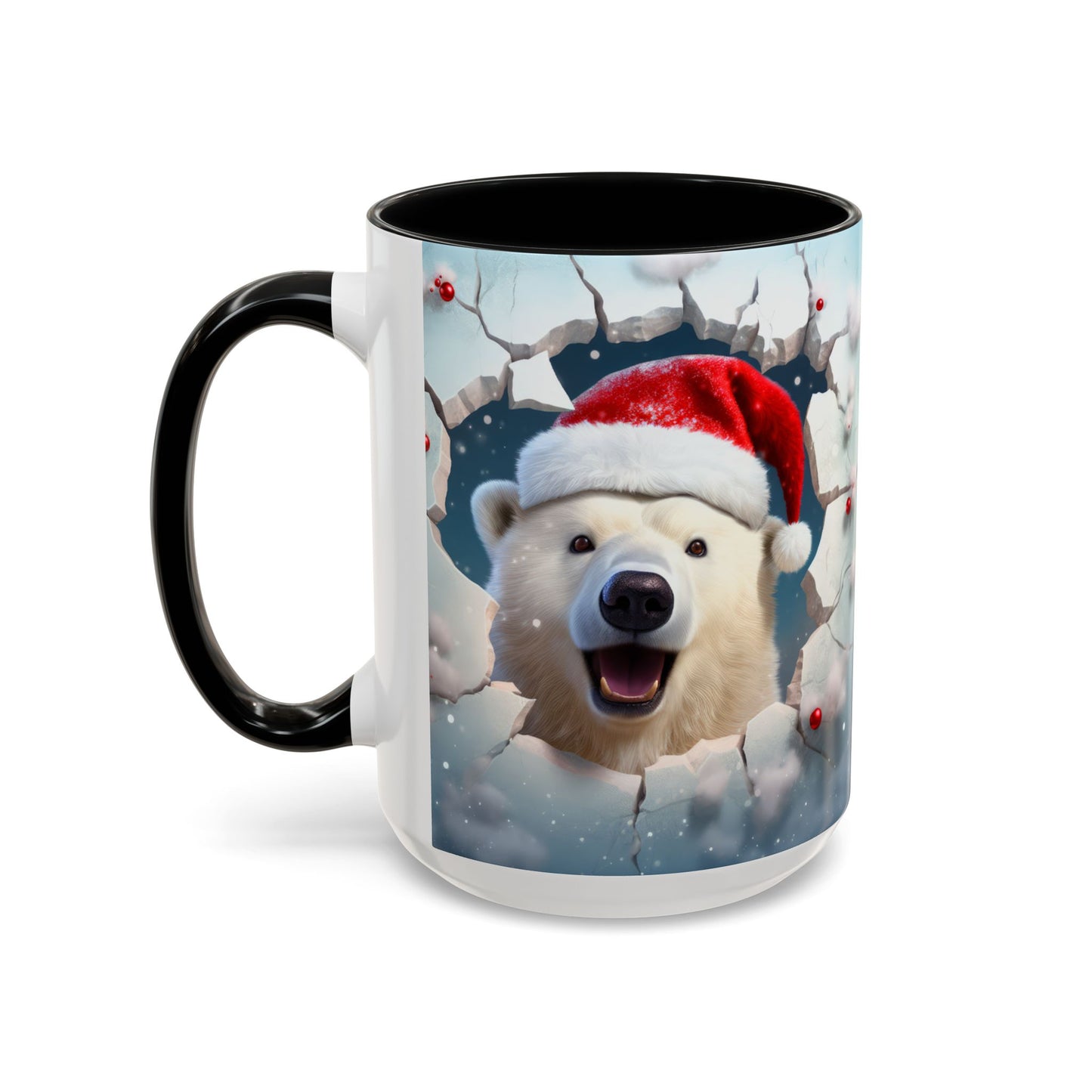 Festive Polar Bear Accent Coffee Mug - Holiday Gifts, Winter Decor, Christmas Mug, Cute Animal Lover's Gift, Cozy Winter Vibes