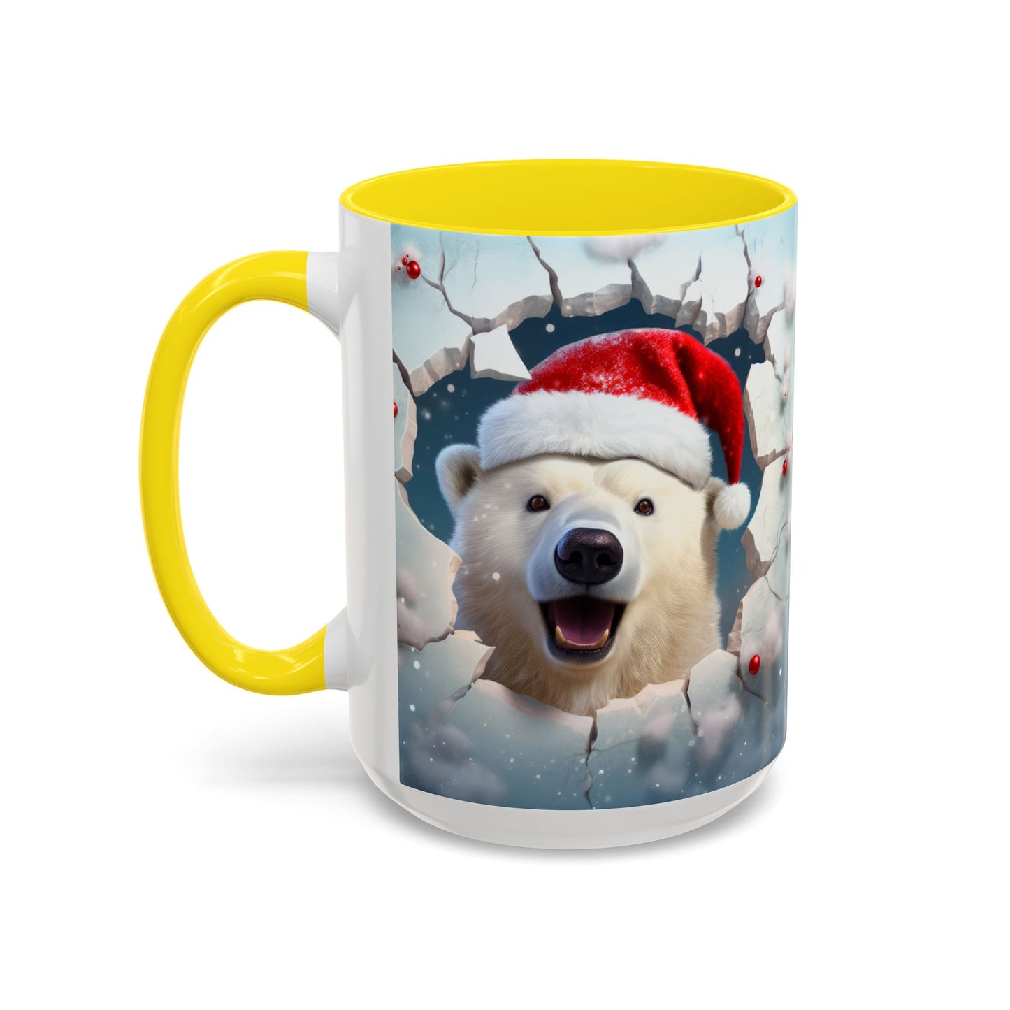 Festive Polar Bear Accent Coffee Mug - Holiday Gifts, Winter Decor, Christmas Mug, Cute Animal Lover's Gift, Cozy Winter Vibes
