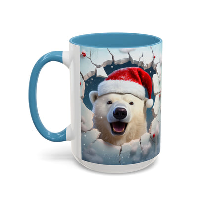 Festive Polar Bear Accent Coffee Mug - Holiday Gifts, Winter Decor, Christmas Mug, Cute Animal Lover's Gift, Cozy Winter Vibes