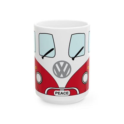 VW Peace Ceramic Mug - 11oz & 15oz Travel Style Coffee Cup for Hippie Lovers
