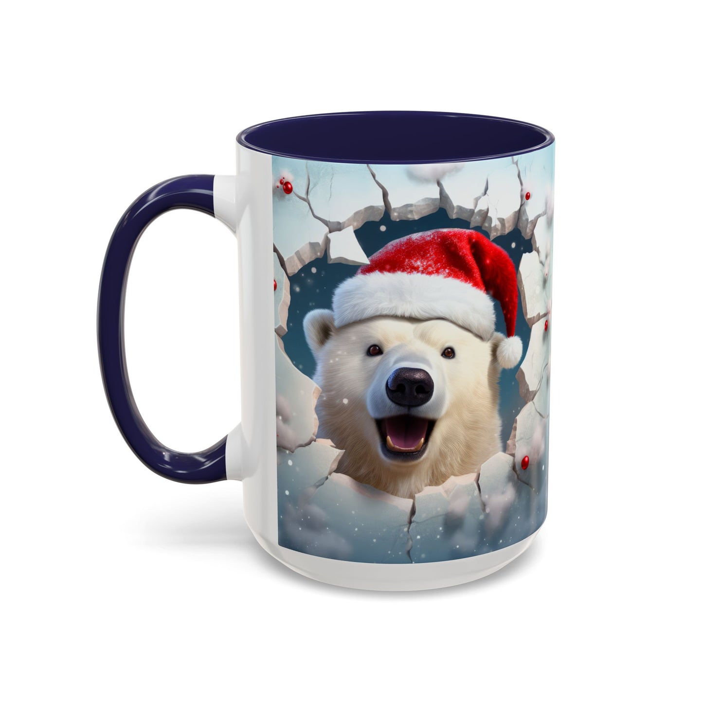 Festive Polar Bear Accent Coffee Mug - Holiday Gifts, Winter Decor, Christmas Mug, Cute Animal Lover's Gift, Cozy Winter Vibes