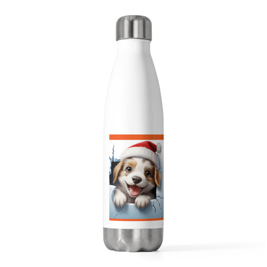 Cute Holiday Dog Insulated Bottle, Stainless Steel Water Bottle, Christmas Gift for Dog Lovers, Pet Lover Gift, Reusable Water Bottle