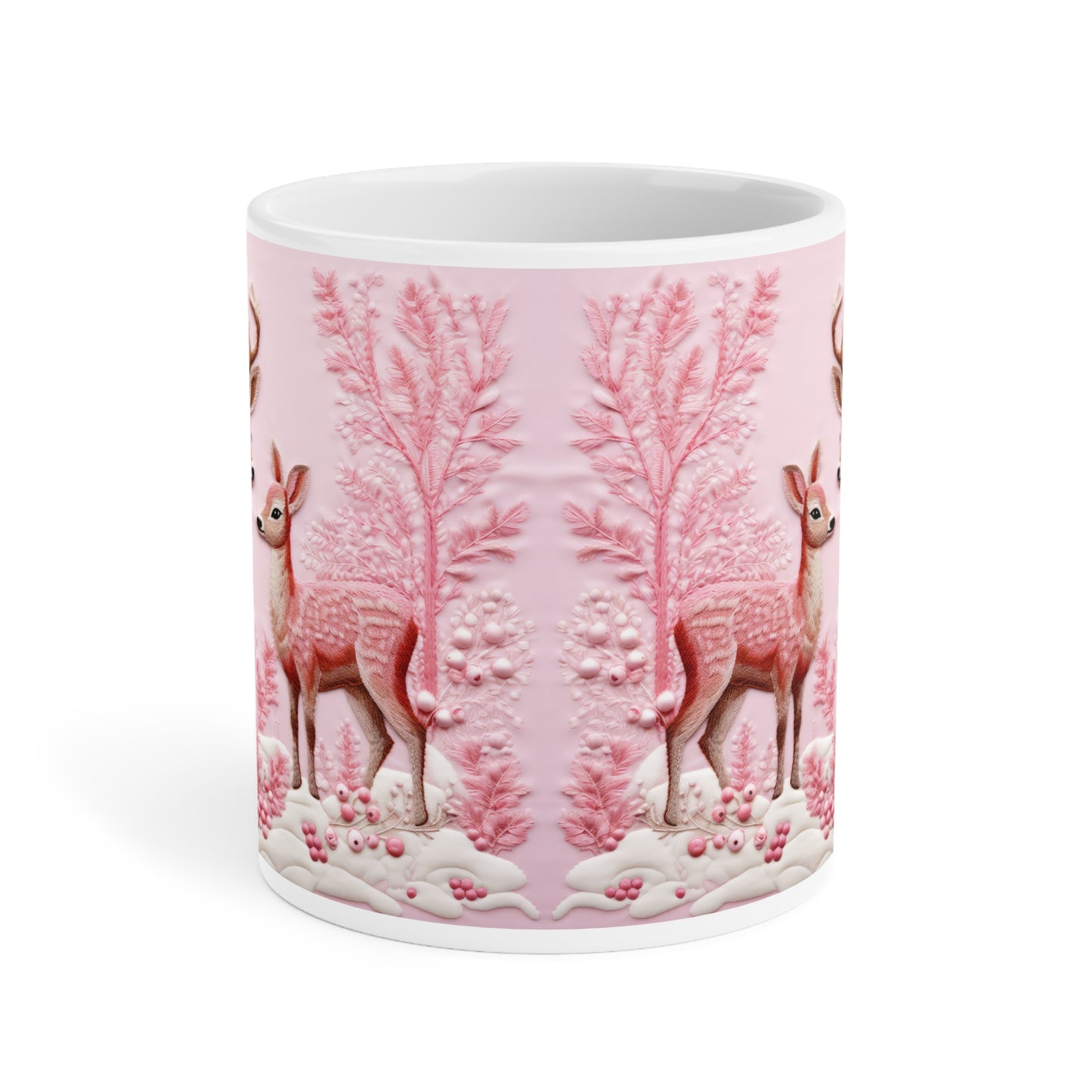 Charming Woodland Deer Ceramic Mug, Cozy Beverage Cup for Nature Lovers, Gift for Holidays, Wildlife Themed Drinkware, Perfect for Home