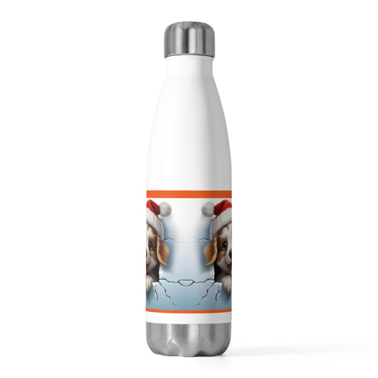 Cute Holiday Dog Insulated Bottle, Stainless Steel Water Bottle, Christmas Gift for Dog Lovers, Pet Lover Gift, Reusable Water Bottle
