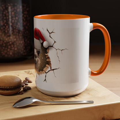 Santa Llama Accent Coffee Mug - Fun Holiday Gift for Animal Lovers, Perfect for Christmas, Office Decor, Mug Collection, Home & Kitchen
