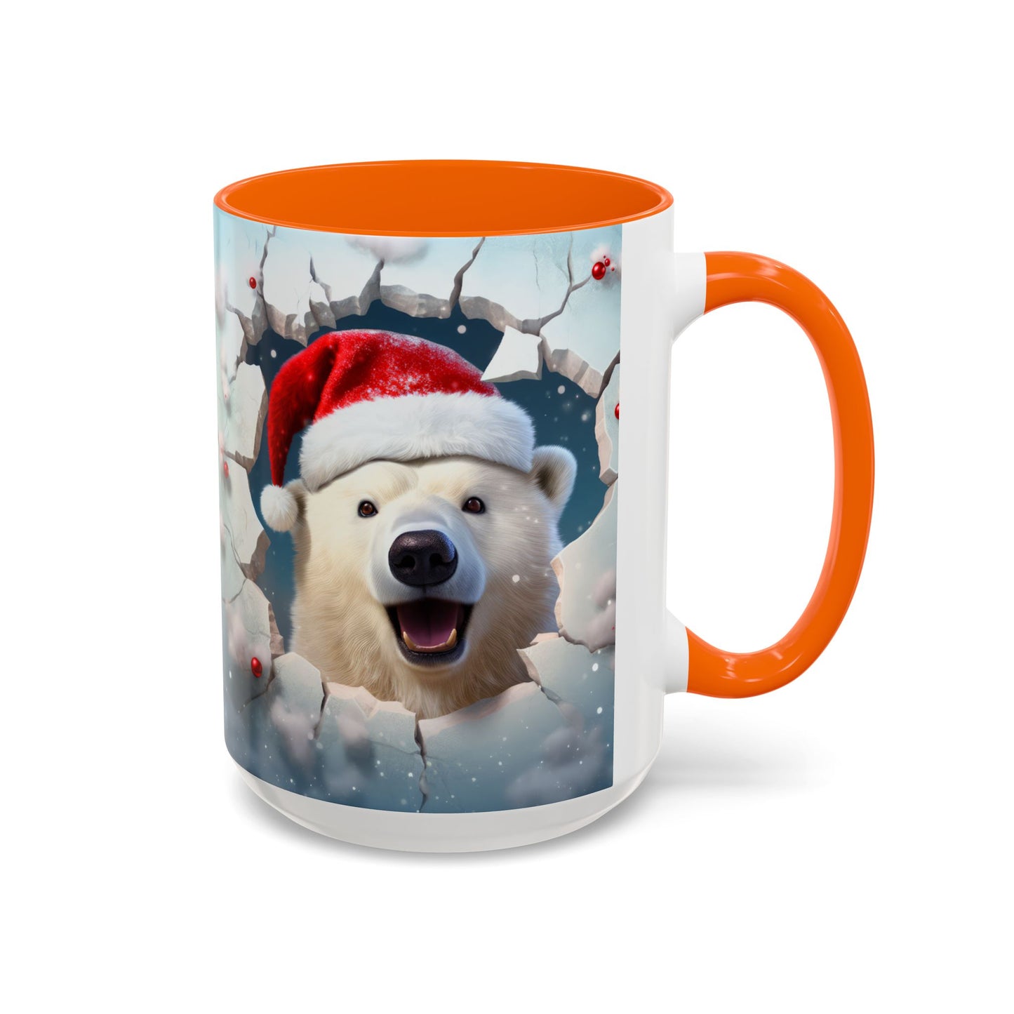 Festive Polar Bear Accent Coffee Mug - Holiday Gifts, Winter Decor, Christmas Mug, Cute Animal Lover's Gift, Cozy Winter Vibes