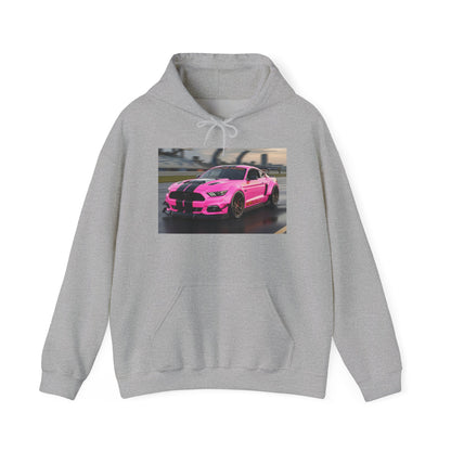 Pink Sports Car Hoodie, Automotive Sweatshirt, Gift for Car Enthusiasts, Cozy Casual Wear, Birthday Present, Unisex Hooded Sweatshirt