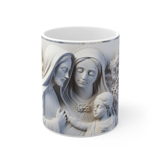 Blessed Family Ceramic Mug - Spiritual Gift for Christmas, Holiday Decor, Cozy Moments, Family Time, Unique Coffee Cup